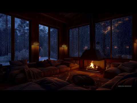 Rainy Autumn Day with Crackling Fireplace in a Cozy Hut Ambience - Relax, Sleep or Study