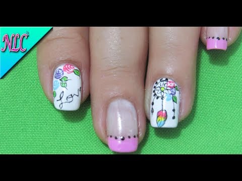 DECORACIÓN de UÑAS ATRAPASUEÑOS Y ROSAS – ROSES nail art  – DREAMCATCHER nail art – NLC