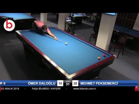 ÖMER DALOĞLU & MEHMET PEKSEMERCİ Bilardo Maçı - KAYSERİ MASTERLAR  3 BANT TURNUVASI-1.TUR