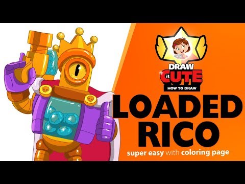 How to draw Loaded Rico | Brawl Stars super easy drawing tutorial with coloring page