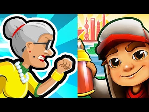 Subway Surfers Vs. Angry Granny - Subway Surfers & Angry Gran Run [iOS Gameplay, Walkthrough] Video