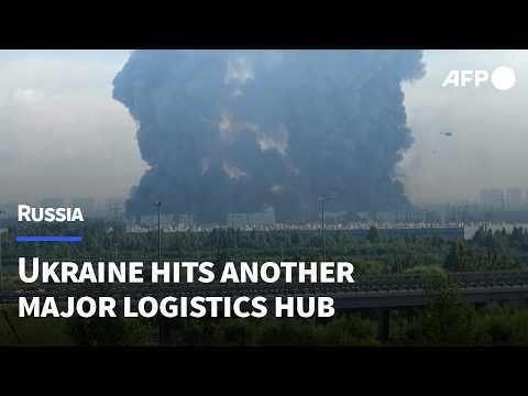 Video Thumbnail: Smoke rises into sky after Ukraine drone attack hits 'Russia's Amazon' warehouse | AFP