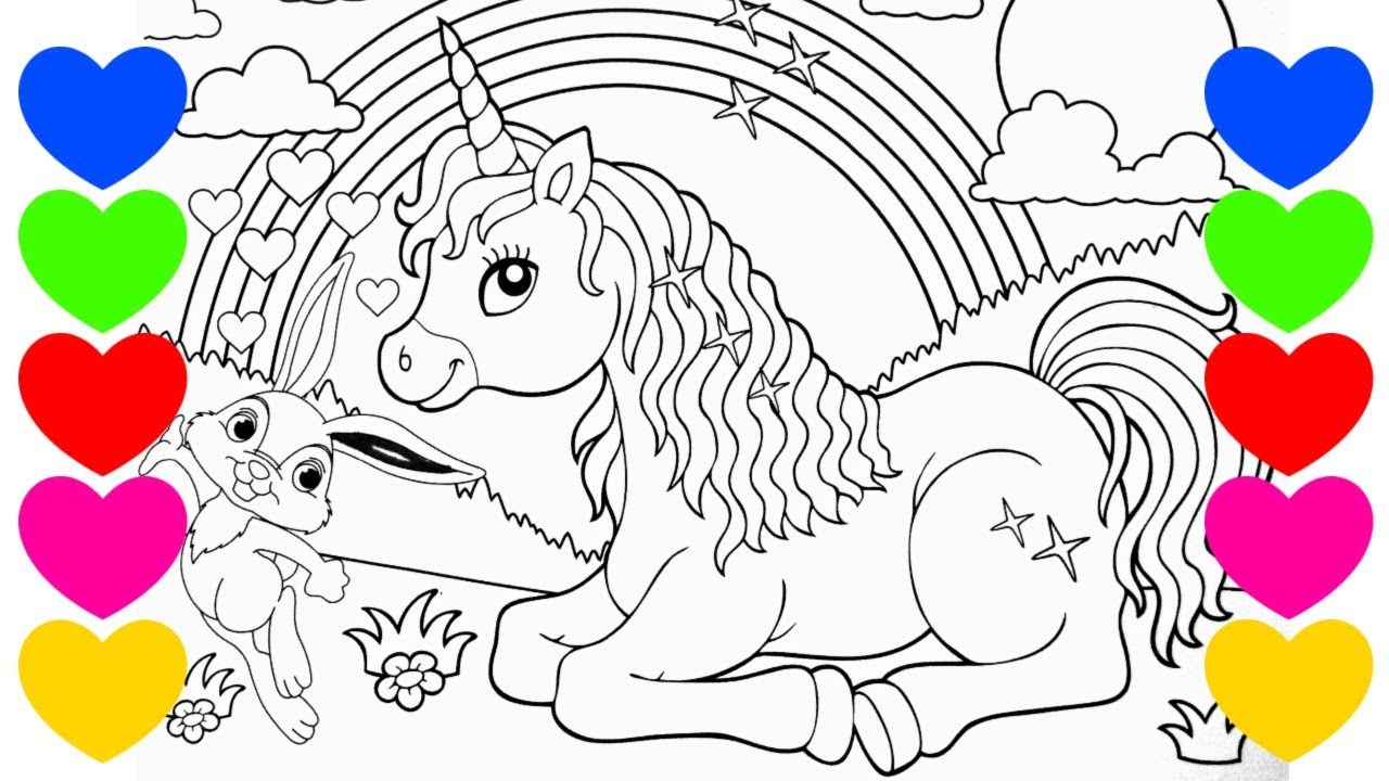 Pintar Desenho de Unicórnio | Desenho de Pintar Unicórnio | Vídeos de pintar para crianças