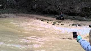 preview picture of video '2012 Pickens ATV Poker Run: A Can-Am dragging out swamped bike'