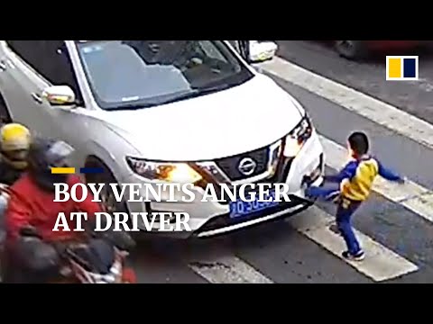 Boy vents anger at driver after car sends his mother flying
