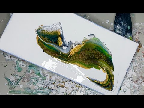 (66) MANY CELLS!! - Swipe Technique Acrylic Pouring Abstract Painting in Golden Color #art #painting