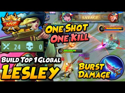 LESLEY BEST BUILD TO ONE SHOT YOUR ENEMY? 24 KILLS + SAVAGE!! | Top 1 Global Lesley