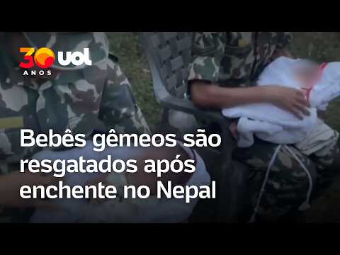 Bebês gêmeos são resgatados com vida após enchente no Nepal