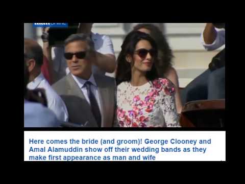 George and Amal showed off their wedding bands in Venice on Sunday