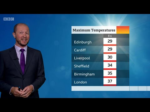 BBC Weather Friday 31st July 2020 - 37.8°C at Heathrow & 37.3°C at Kew Gardens
