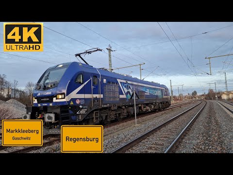 【4K】 Führerstandsmitfahrt Gaschwitz  nach Regensburg Ost über Hof, Schwandorf .