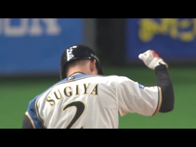 【6回裏】塁上で大きくガッツポーズ!! ファイターズ・杉谷のタイムリーヒットで1点差に追いつく!! 2019/6/14 F-G