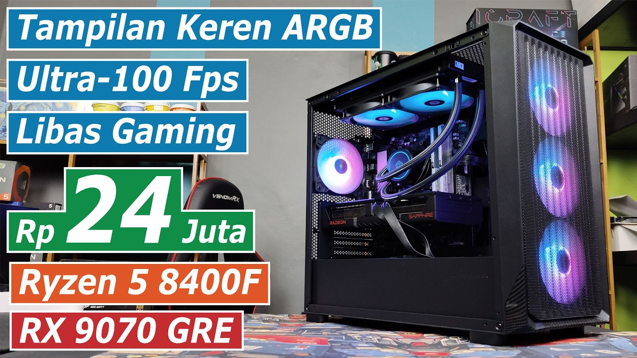Rakit PC Gaming di 2K RATA KANAN Tampilan Keren with Ryzen 5 8400F + RX 9070 GRE