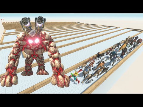 ESCAPE FROM JET GOLEM - LAST SURVIVOR - ZIGZAG COURSE - Animal Revolt Battle Simulator