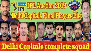 IPL Auction 2019 | Delhi Capitals Players List in IPL-2019 | DC Team Squad-2019