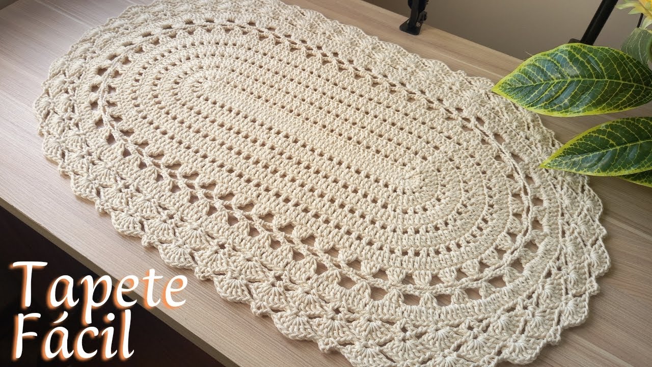 Tapete fácil, rápido e econômico oval em Crochê