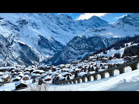 Switzerland 🇨🇭 Mürren 🇨🇭 a fairytale Village ( original sound )