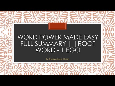 Word Power Made Easy Summary | Root Word 1 Ego | Bhagyashree Ghosh