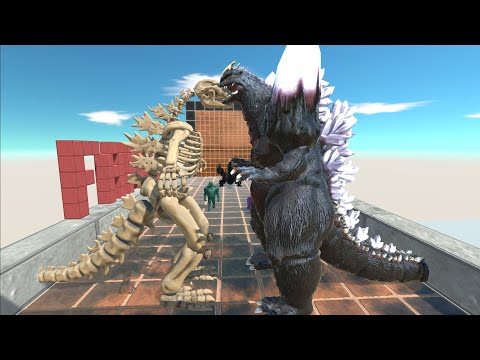 GODZILLA SKELETON VS SPACE GODZILLA DEATH RUN - Animal Revolt Battle Simulator
