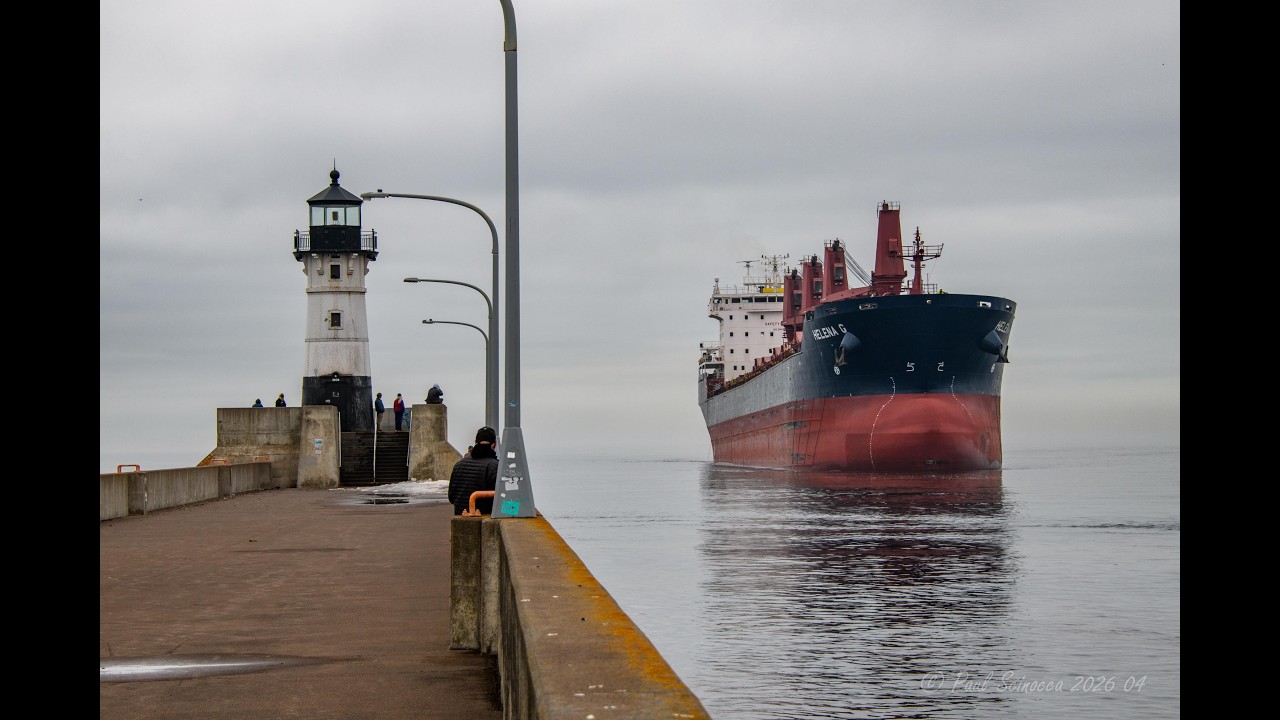 Tugs Taking her Aft Right away! The Helena G is 1st Ship arriving Duluth to load wheat!