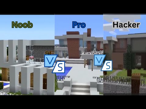 Amazing Buildings challenge Noob vs Pro vs Hacker in Minecraft!