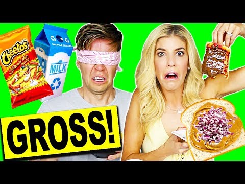 TRYING WEIRD FOOD COMBINATIONS BLINDFOLDED CHALLENGE! (EATING FUNKY & DIY FOODS)