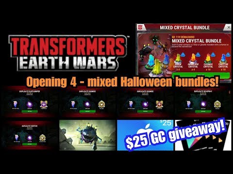 Transformers Earth Wars Halloween crystal bundles, hunting 5 star bots + a $25 GC Giveaway!
