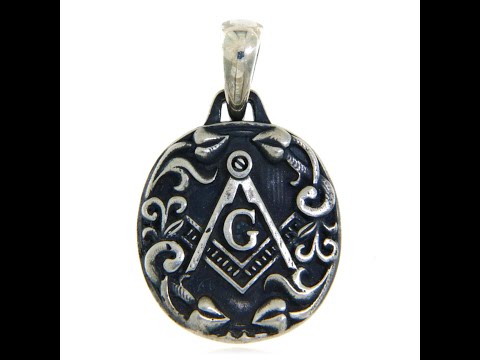 Pandantiv Argint 925 Oxidat Simbol Masonic Compas si Echer