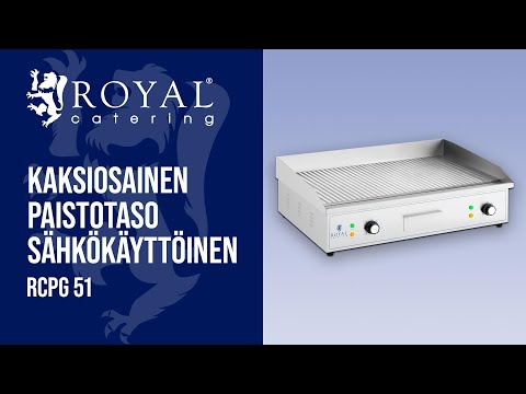 video - Kaksiosainen paistotaso sähkökäyttöinen - 700 x 400 mm - Royal Catering - uritettu - 4400 W