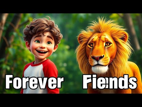 The Joyful Bond: A Child and Their Lion Friend