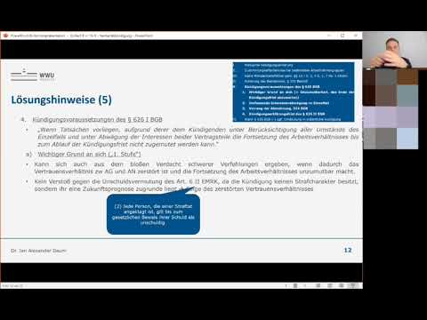 Klausurenkurs Arbeitsrecht: Einheit 08 (Außerordentliche Kündigung, Verdachtskündigung)