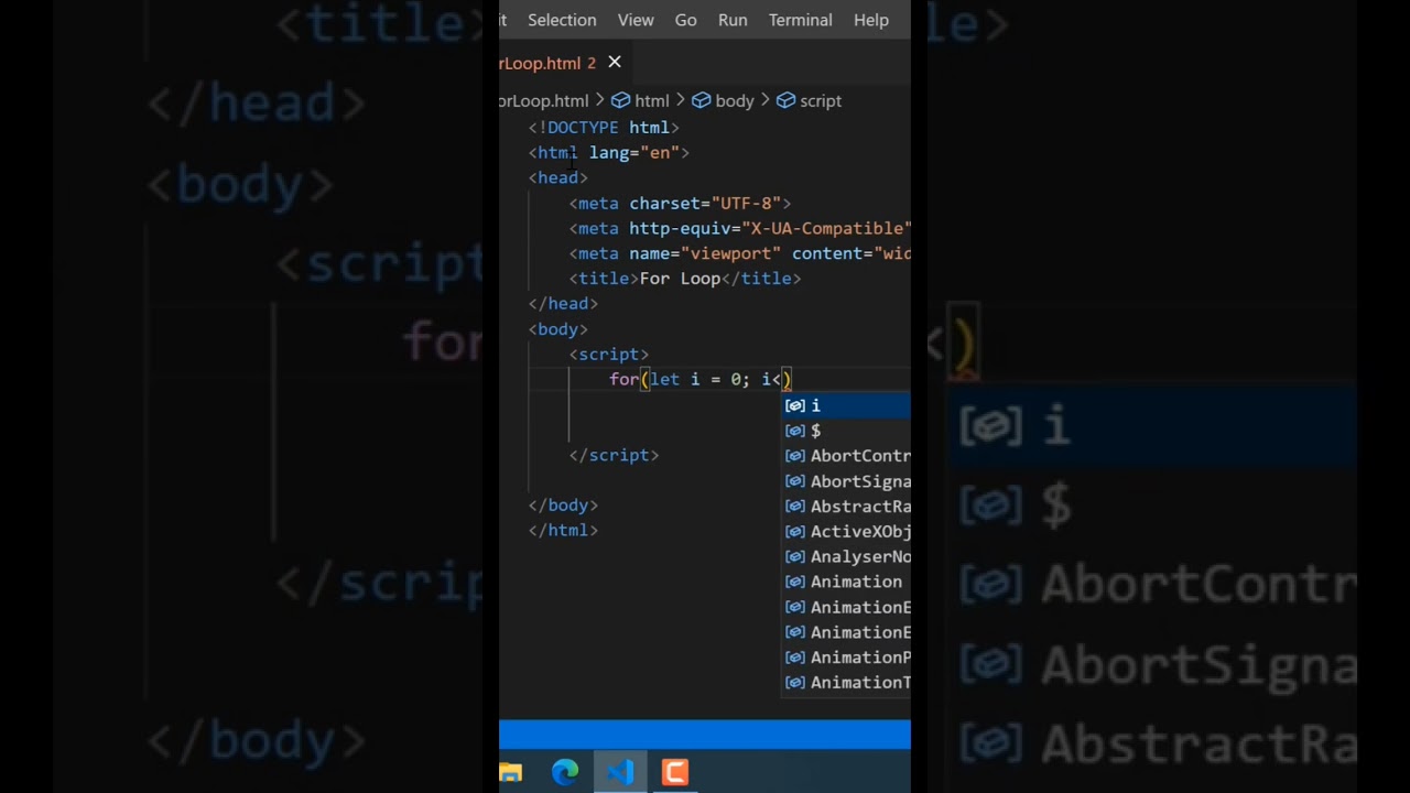 how to make a for loop in javascript