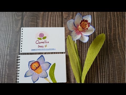 DIY Paper Narcissus Daffodil DIY Crepe paper Flowers - Drawing and Making Paper Flowers