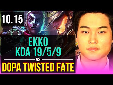 EKKO vs Dopa TWISTED FATE (MID) | KDA 19/5/9, Godlike | KR Master | v10.15