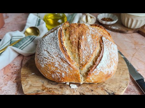 Dutch oven bread with 4 Ingredients (No Sourdough)