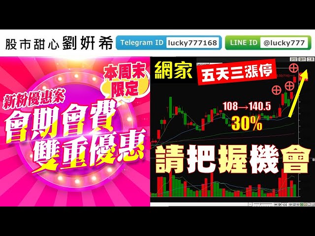 0716廣播題目【股市甜心　劉&#23032;希】恭喜網家五天三漲停，新粉快閃專案本周末限定