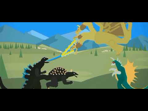 Godzilla and Anguirus vs king Ghidorah vs Gigan part 1