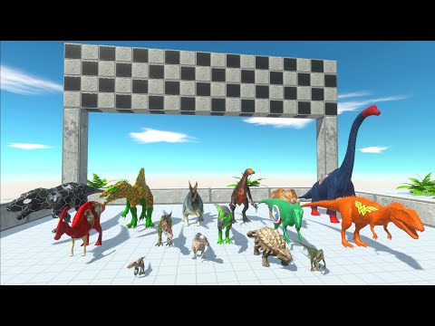 SPEED RACE ALL DINOSAURS SUPERHERO MINI WAY - Animal Revolt Battle Simulator