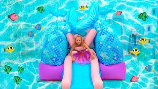 Nastya turned into a little mermaid