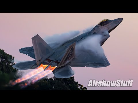 F-22 Raptor and F-35 Lightning Twilight BURNERFEST! -- EAA AirVenture Oshkosh 2025