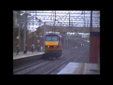 #161: DB Schenker Class 90028 passes Acton Bridge (15/02/14)