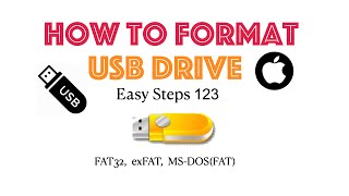 Format USB drive FAT32, exFAT, MS-DOS(FAT)