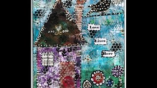 How to make mixed media art canvas-  Love House