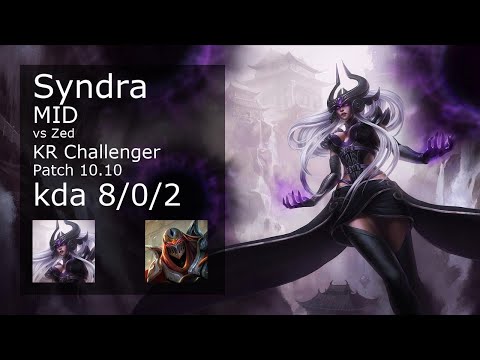 Syndra vs Zed Mid - KR Challenger 8/0/2 Patch 10.10 Gameplay