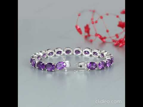 African Amethyst 925 Sterling Silver Tennis Bracelet All Sizes Available