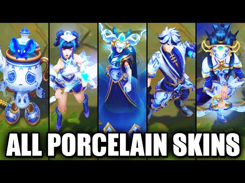 All New Porcelain Skins Spotlight Ezreal Lux Lissandra Kindred Amumu (League of Legends)
