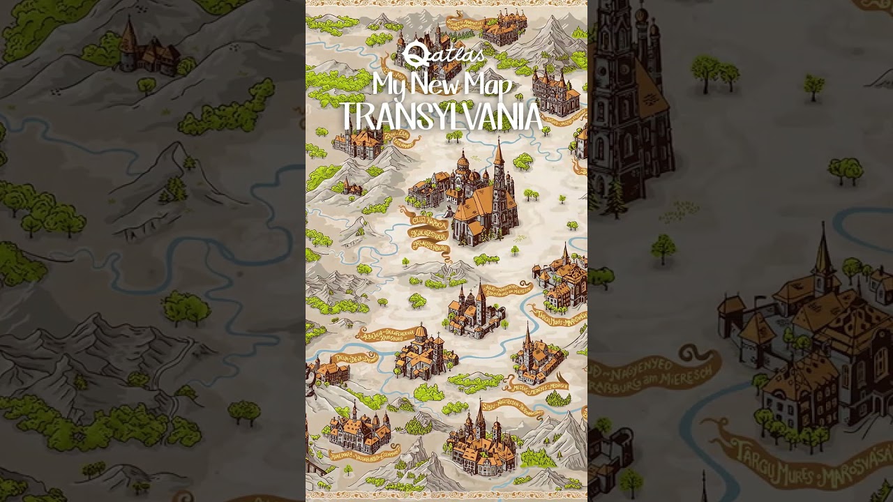 Transylvania Map - Hand drawn vector in fantasy style #shorts
