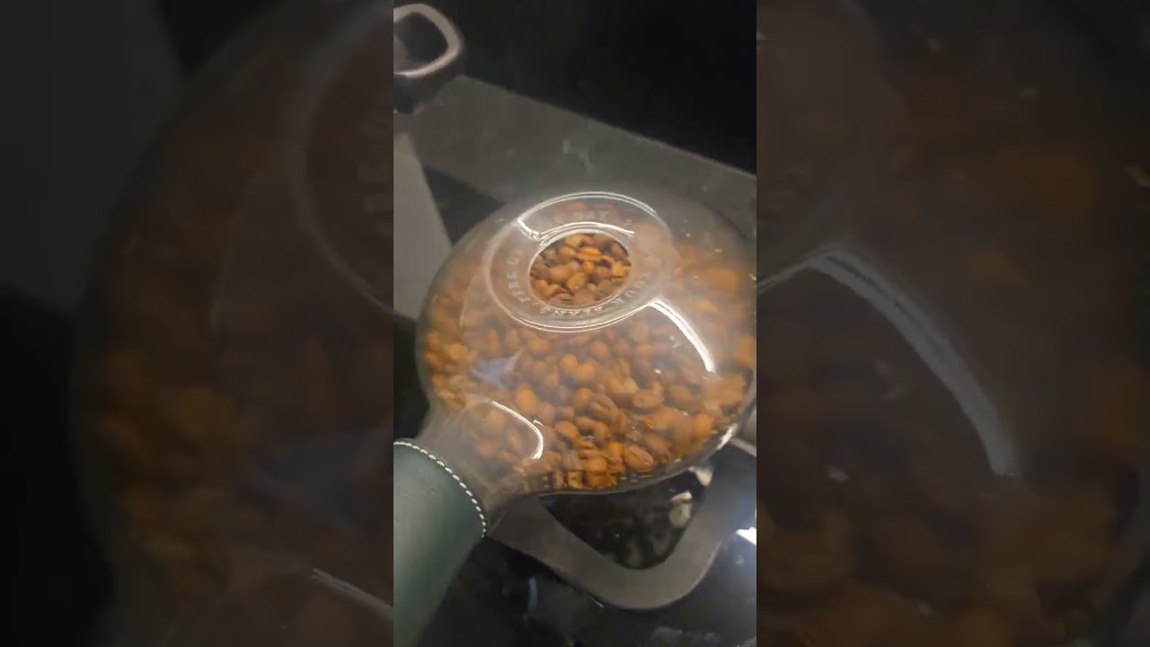 Stove top roasting with glass coffee roaster