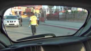 preview picture of video 'Mexican Army Checkpoint inspects Los Algodones, MX, line crossing US Border to Andrade, CA, 00003'