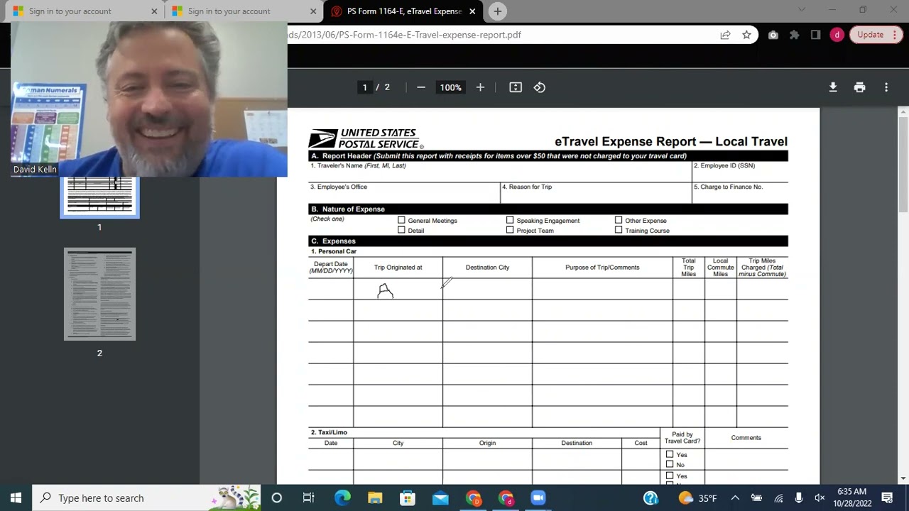 USPS RCA getting paid for mileage when you work in other offices etravel expense report